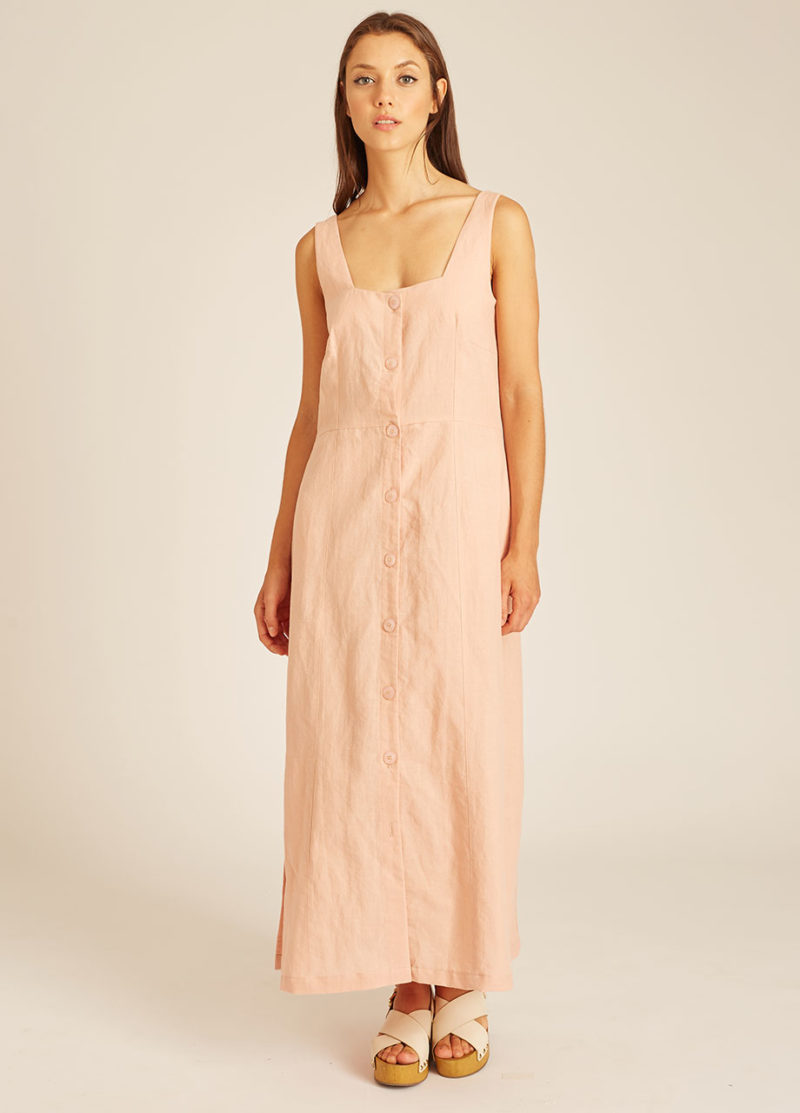 Ramie long dress dusty