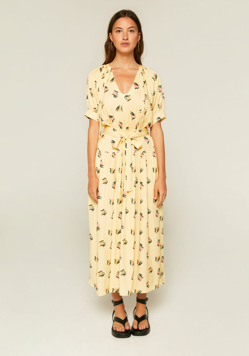 Vestido midi melocotón