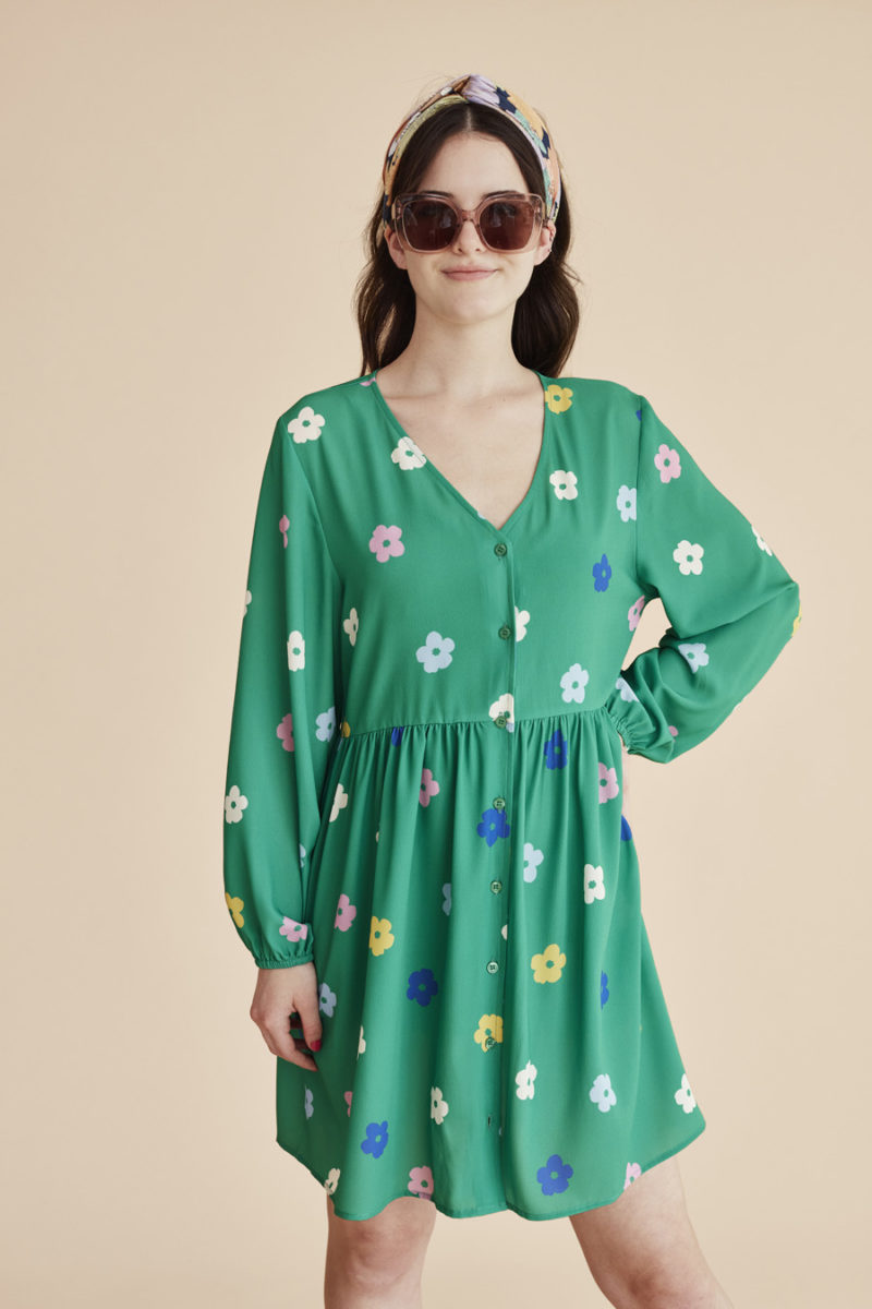 Vestido verde de flores