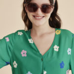 Vestido verde de flores - Imagen 4
