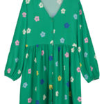 Vestido verde de flores - Imagen 2