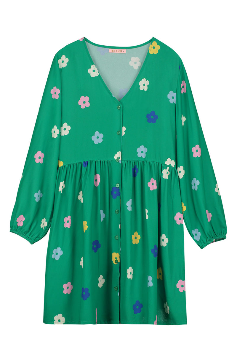 Vestido verde de flores - Imagen 2