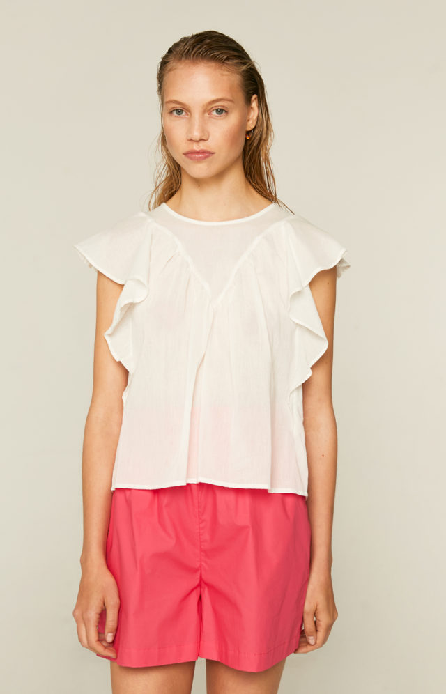 Top volante blanco