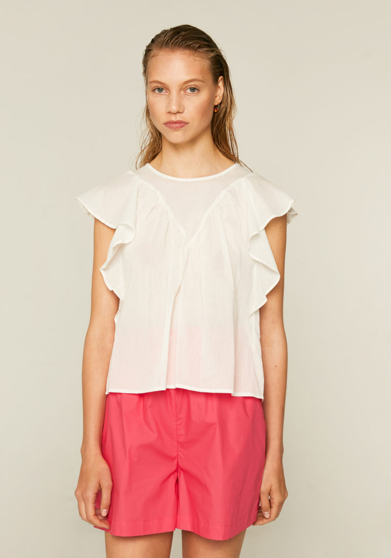 Top volante blanco