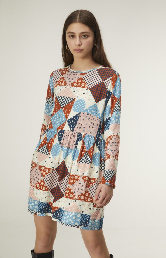 Vestido patchwork corto