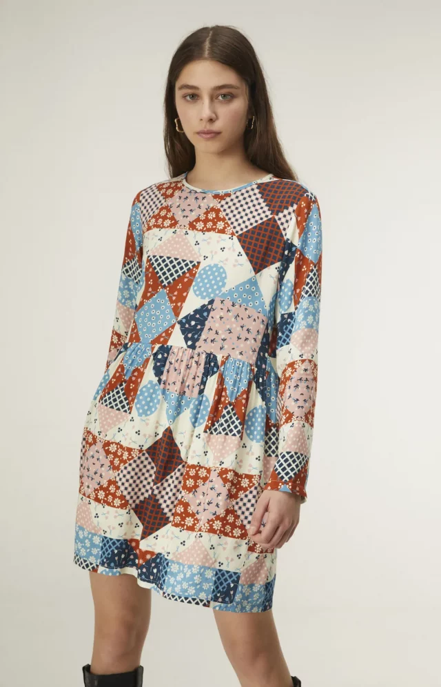 Vestido patchwork corto