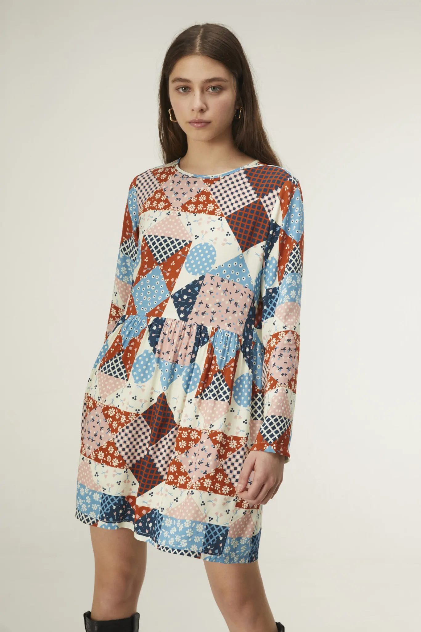 Vestido patchwork corto