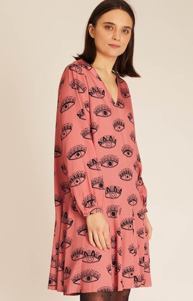 Eyes print wide dress