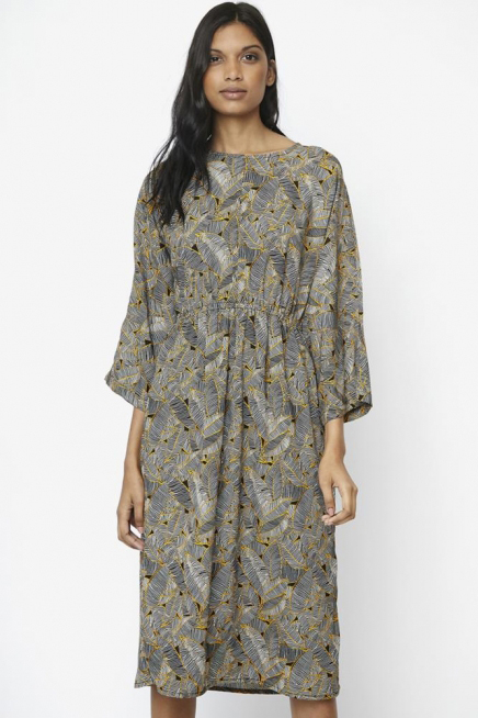 Vestido midi hojas